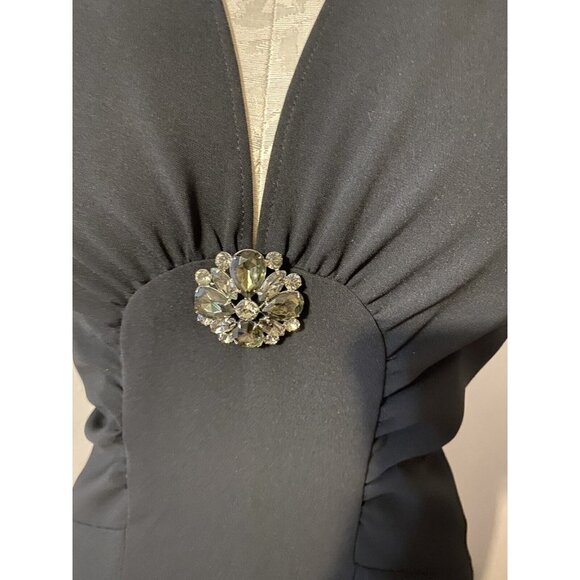 Anne Klein Dress Black 10 V Neck A Line Career Party Wedding NWT NEW $295 - Picture 7 of 12